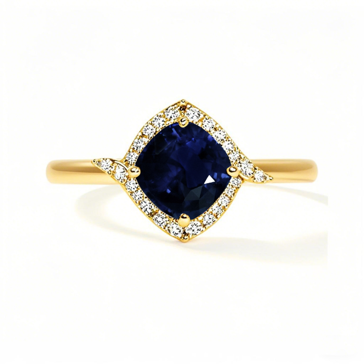 Anillo de compromiso personalizado con corte cojín en oro de 18 quilates y piedras preciosas para aniversario.-1