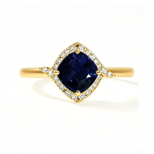 10K Gold Cushion Cut Custom Engagement Ring Gemstone Anniversary Ring