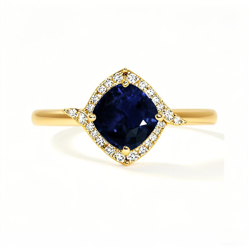 Anel de Noivado Personalizado com Gema em Ouro 10K com Corte Almofada - Anel de Aniversário-1