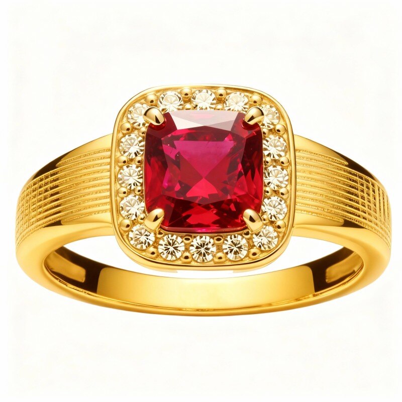 Pierścionek zaręczynowy ze złota próby 10K o szlifie poduszkowym-1