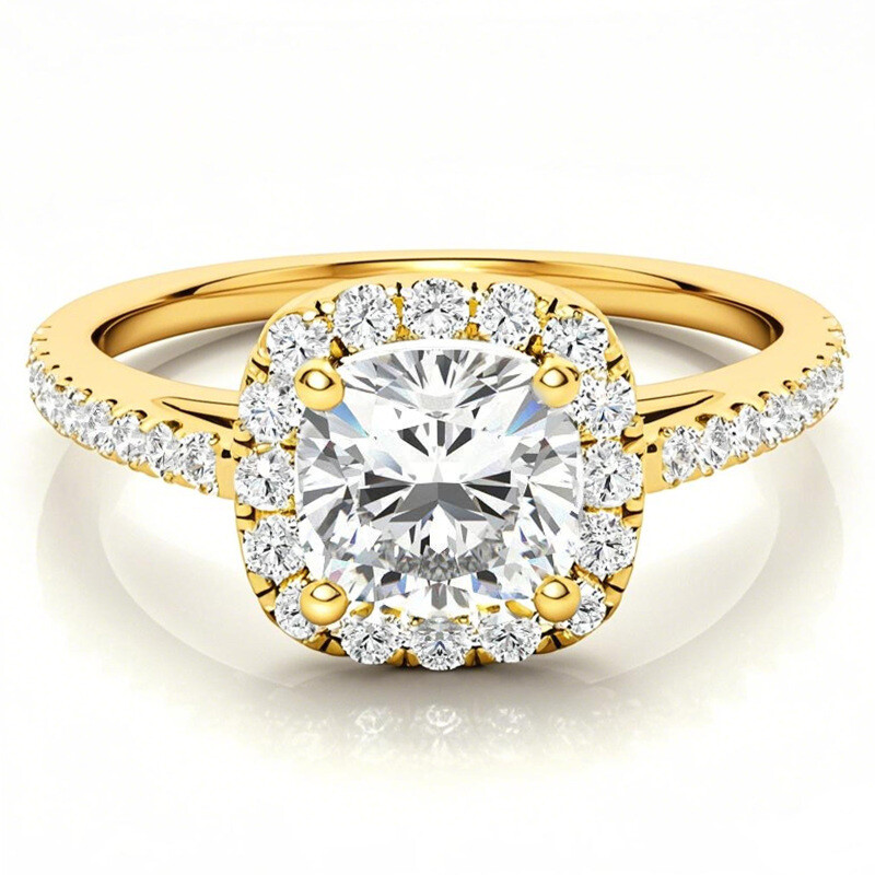 Anillo de compromiso de oro de 14 quilates con moissanita talla cojín-1