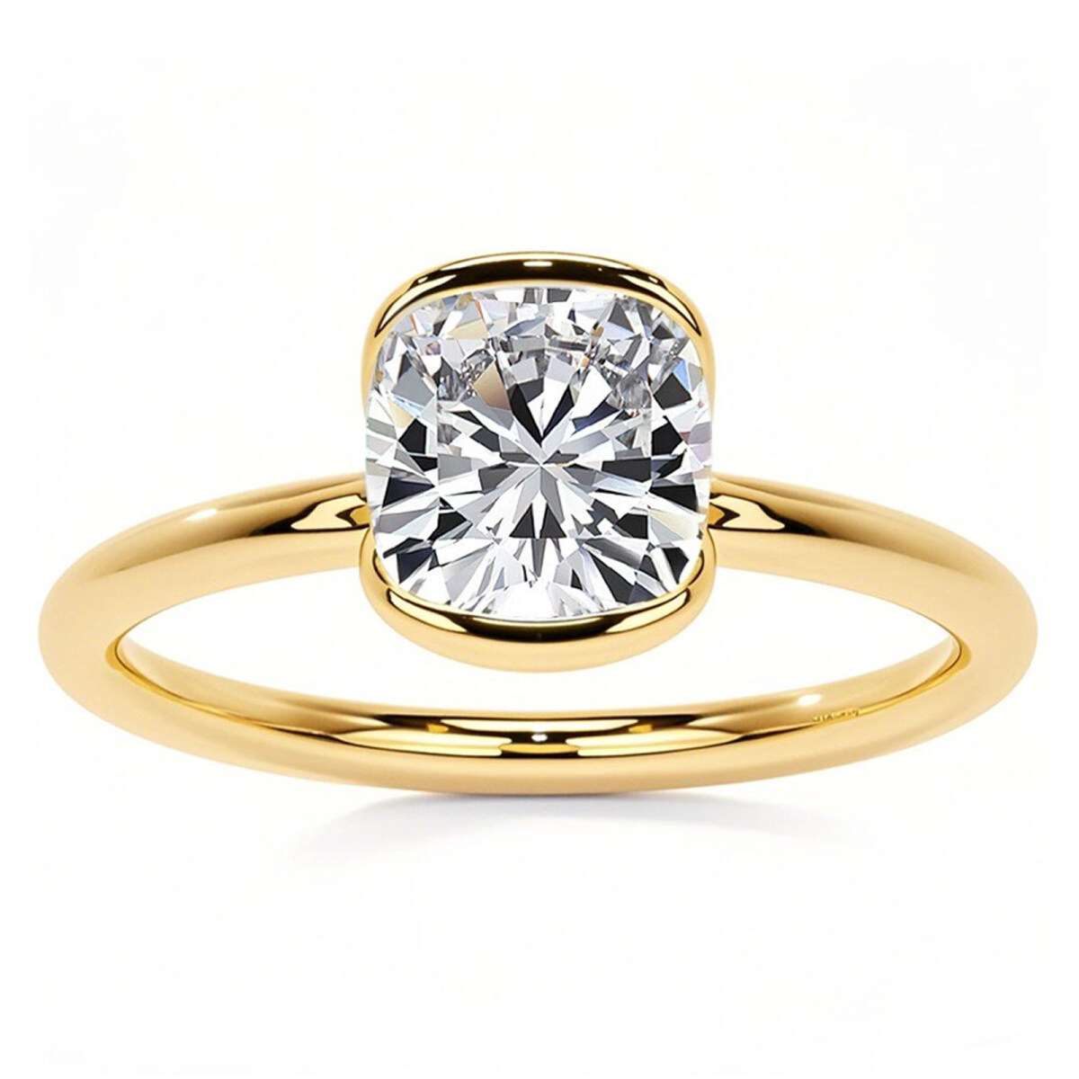 Anillo de compromiso solitario de moissanita con corte cojín en oro de 10 quilates-1
