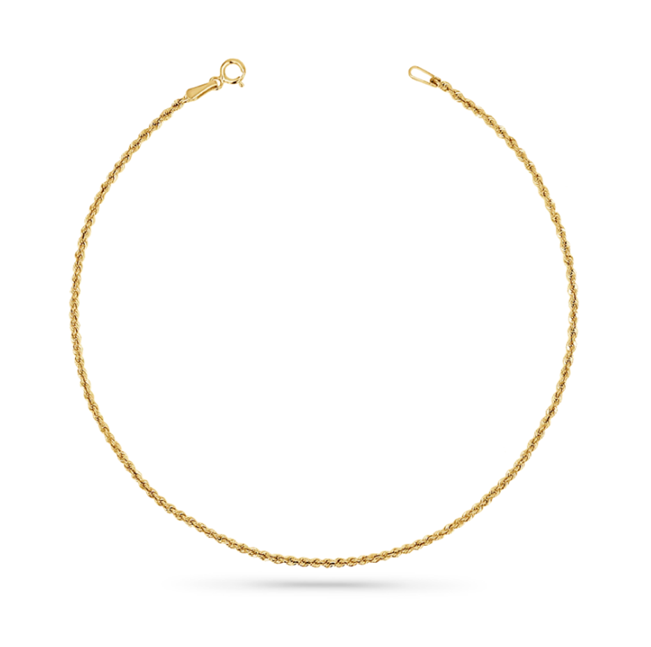 18K Gold Dainty Rope Chain Anklet 1.7mm-1