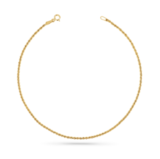 Sterling Silver with Yellow Gold Plated Dainty Rope Chain Anklet 1.7mm-8