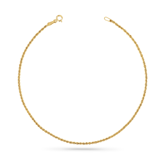 Tobillera de cadena fina de 1,7 mm en plata de ley bañada en oro amarillo