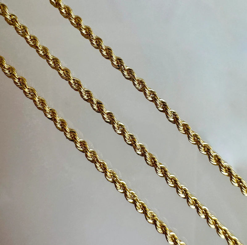 Sterling Silver with Yellow Gold Plated Dainty Rope Chain Anklet 1.7mm-3