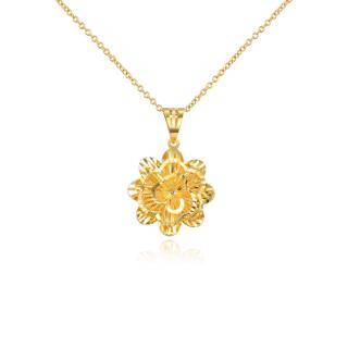 10K Gold Daisy Pendant Necklace-19