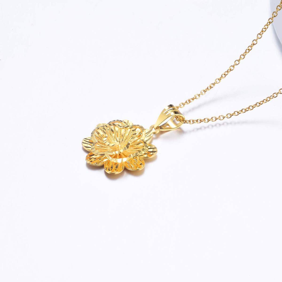 18K Gold Daisy Pendant Necklace-4