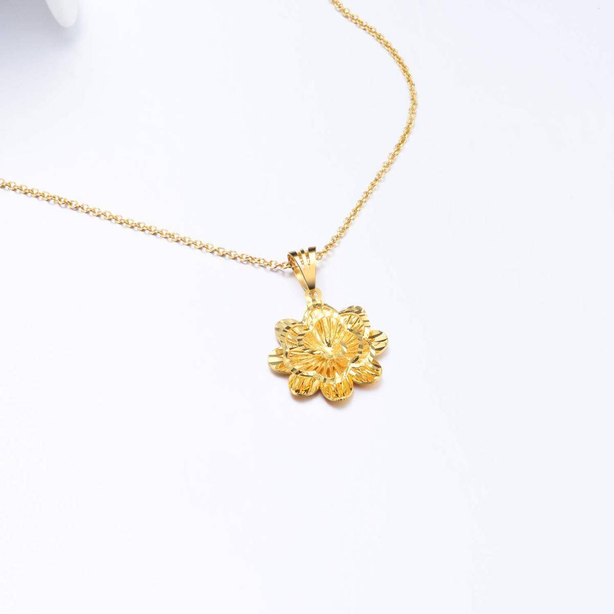 18K Gold Daisy Pendant Necklace-5