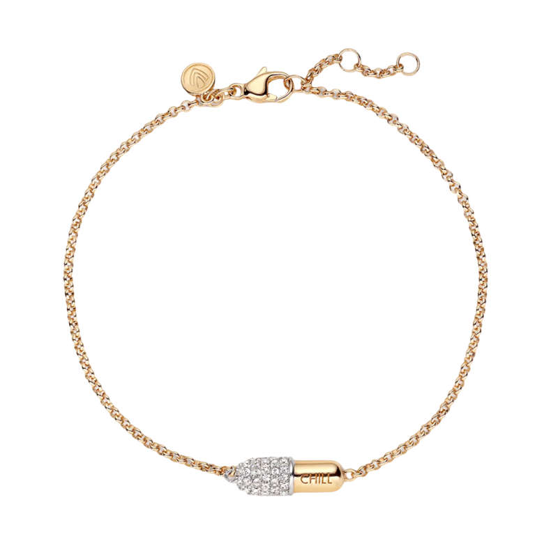 Pulseira Pavé para comprimidos relaxantes em ouro 10K e diamante-1