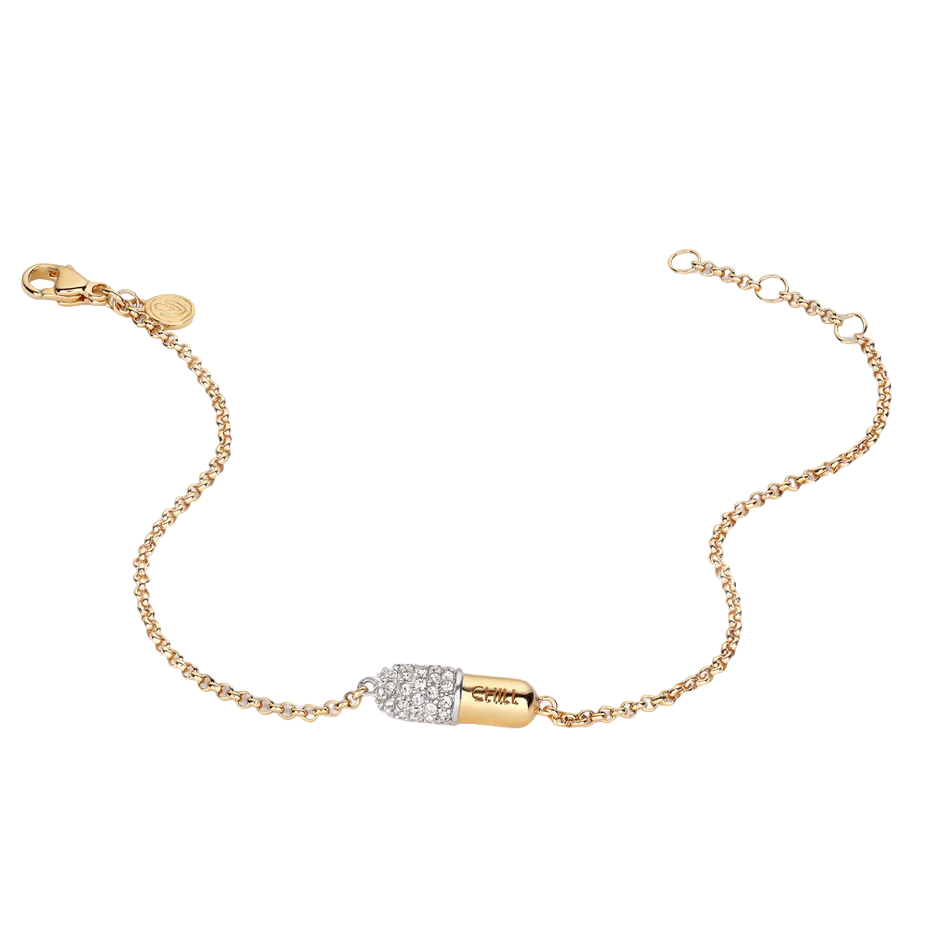 Pulsera Chill Pill con pavé de diamantes y oro de 14 quilates-3