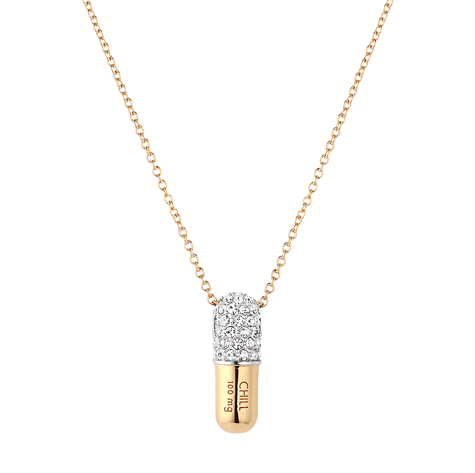 10K Gold Diamond Chill Pill Pavé Necklace-1