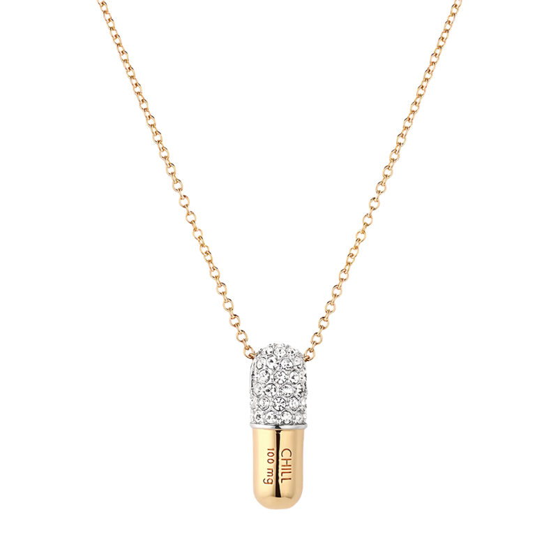 10K Gold Diamond Chill Pill Pavé Necklace-12