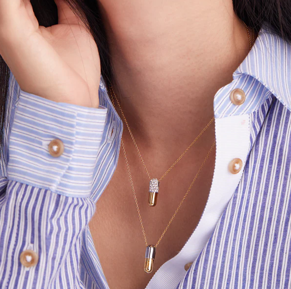 10K Gold Diamond Chill Pill Pavé Necklace-3