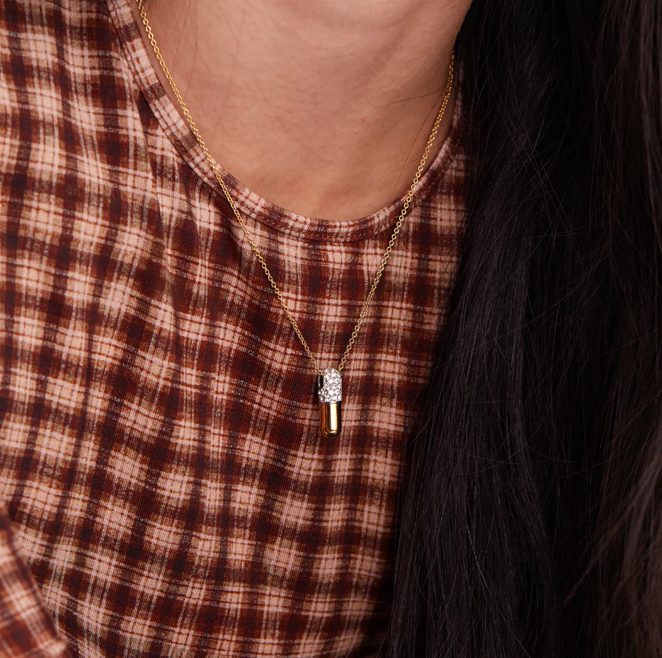 10K Gold Diamond Chill Pill Pavé Necklace-4