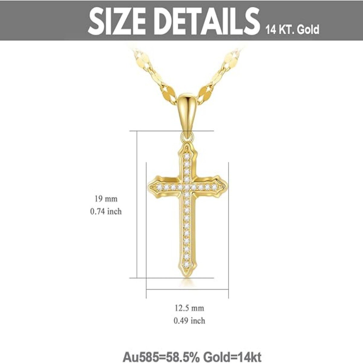 10K Gold Diamond Cross Pendant Necklace-5