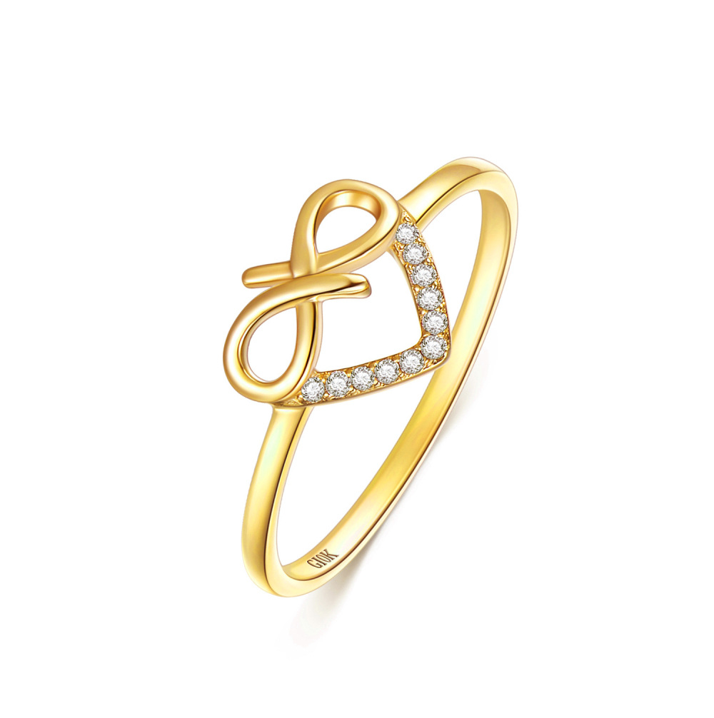 10K Gold Diamond Custom Heart Ring 3EX IGI Certified-1