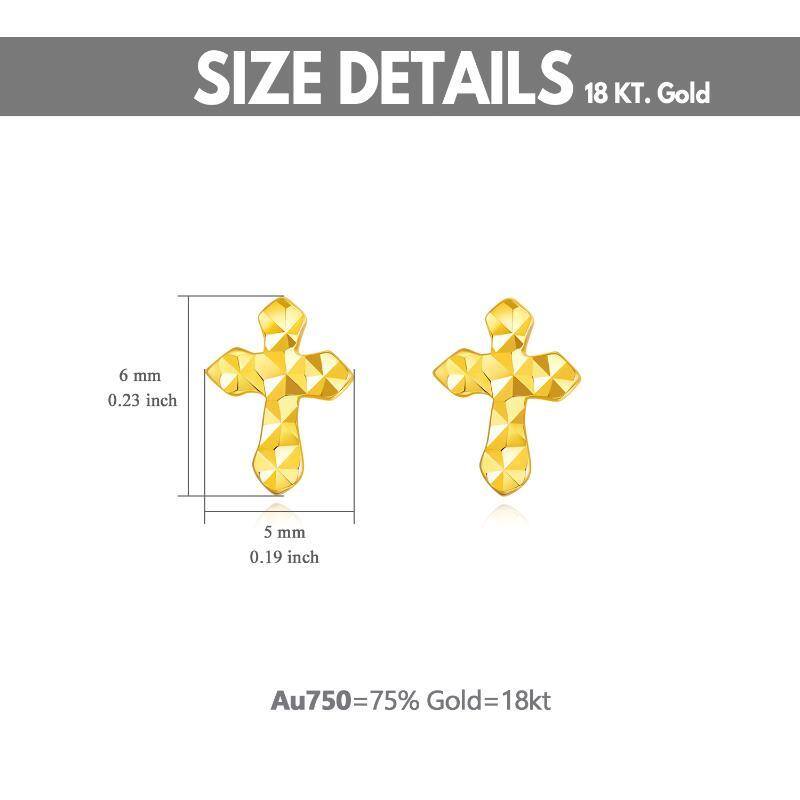 18K Yellow Gold Plated Cross Stud Earrings-5