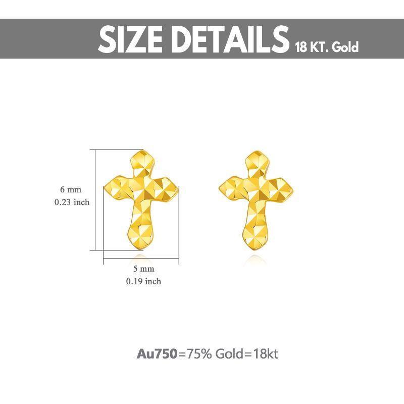 10K Yellow Gold Plated Cross Stud Earrings-5
