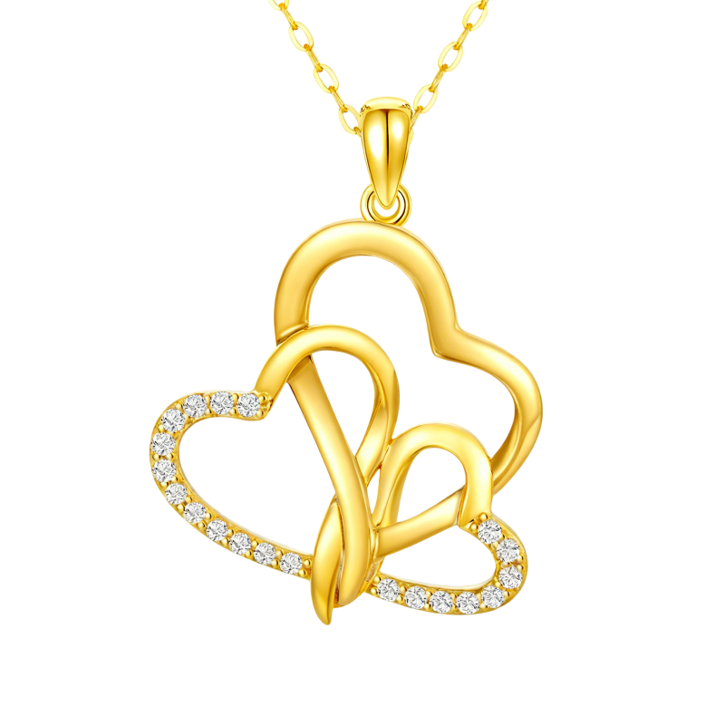 Collar con colgante de corazón de diamantes en oro de 14 quilates-1