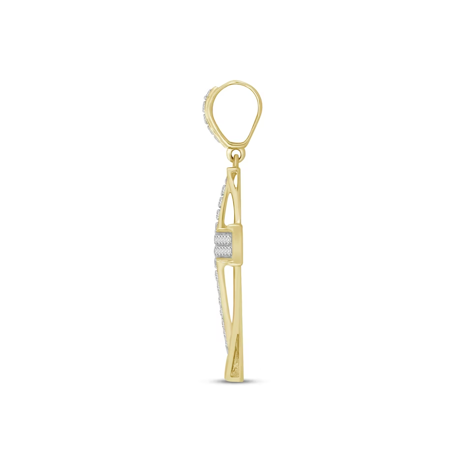 14K Gold Diamond Pavé Cross Pendant Charms-3