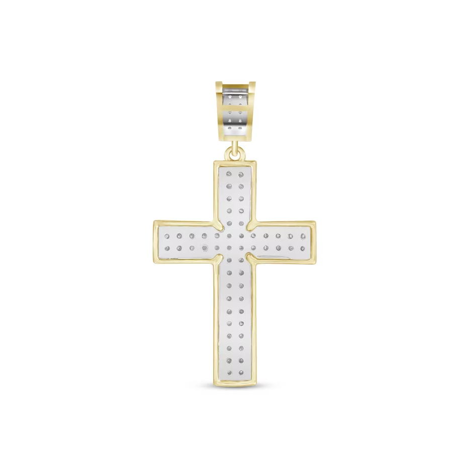 14K Gold Diamond Pavé Cross Pendant Charms-4