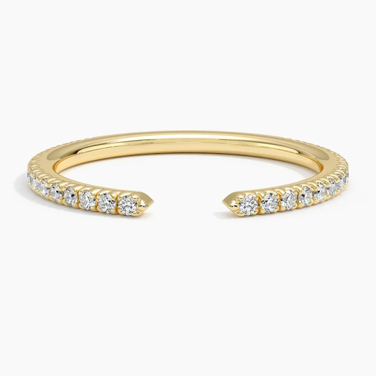 10K gouden 1/8 CT Lab-made diamant op maat gegraveerde trouwring