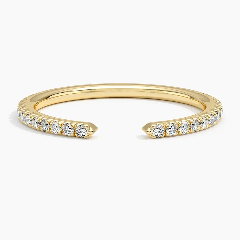 10K Gold Round Shaped Lab Created Diamond Custom Personalized Engraving Wedding Ring F/G Color SI Clarity 3EX IGI Certified-18