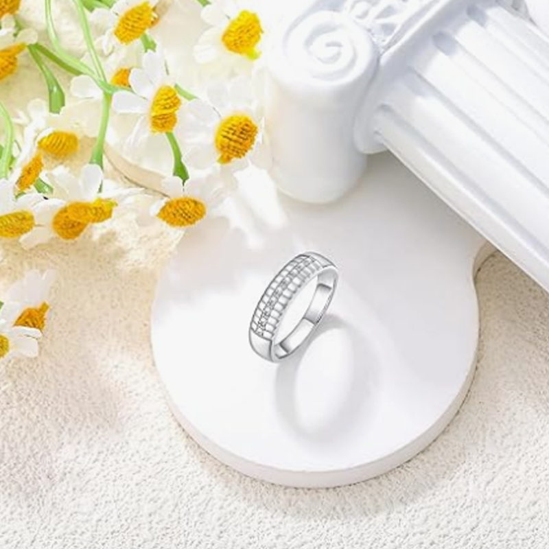 Anillo de bodas personalizado con grabado de diamantes en oro de 18 quilates para hombres-4