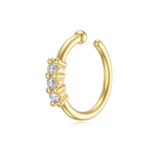 10K Gold Diamond Round Nose Ring-4