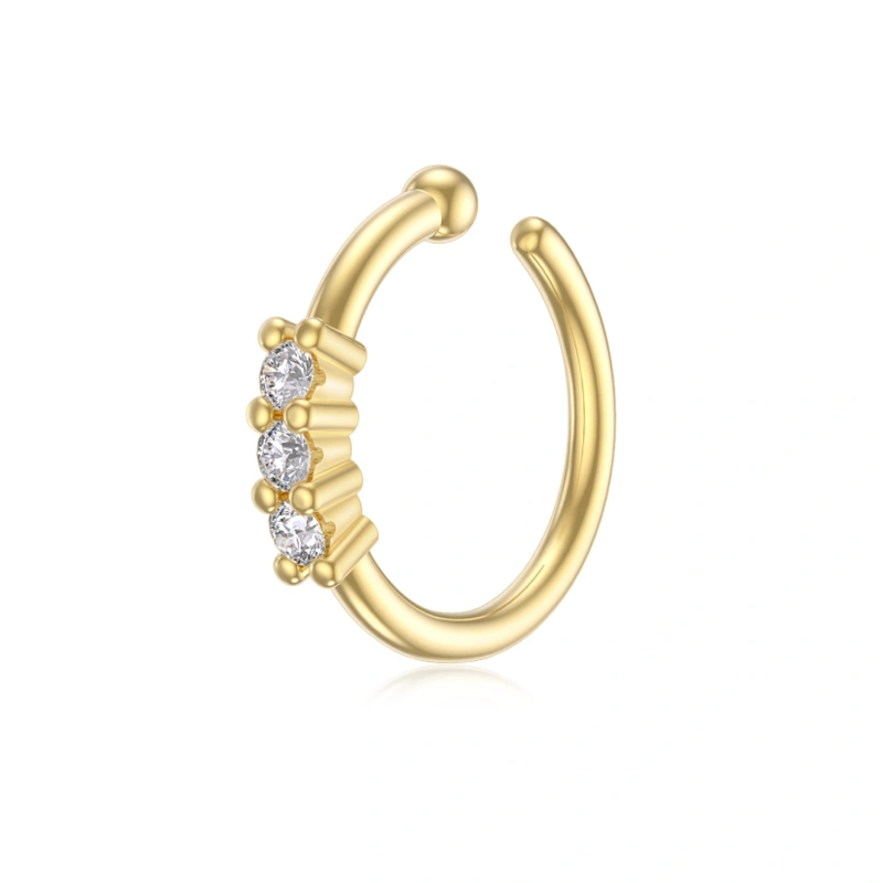 10K gouden ronde neusring met diamant-15