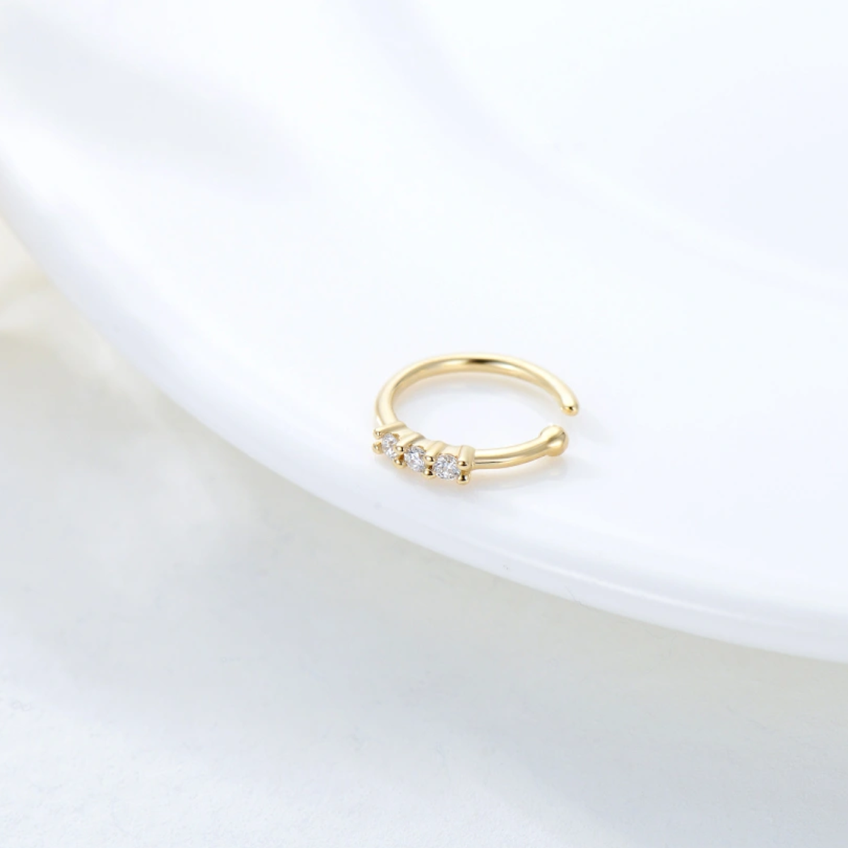 14K Gold Diamond Round Nose Ring-3