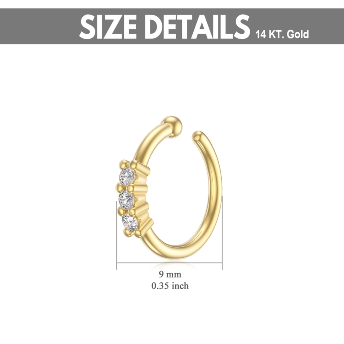 10K Gold Diamond Round Nose Ring-5