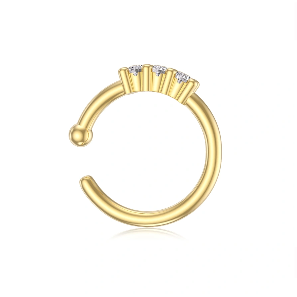 18K Gold Diamond Round Nose Ring-6