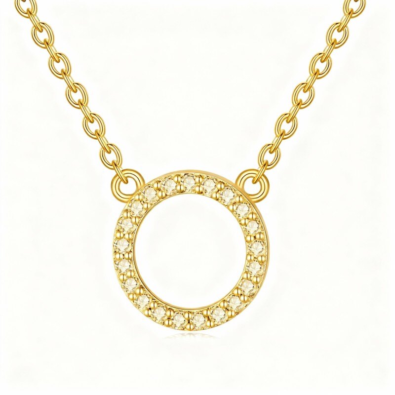 Collar con colgante redondo de oro de 18 quilates y diamantes-1