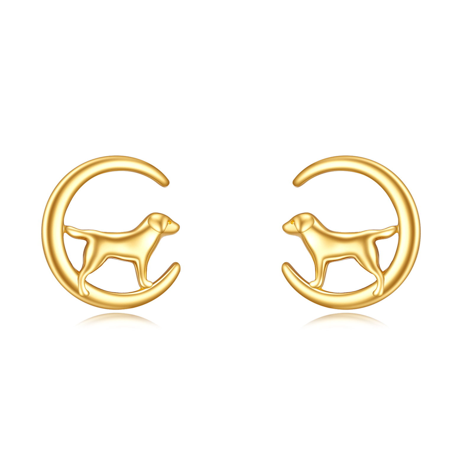 14K Gold Dog Stud E… - image