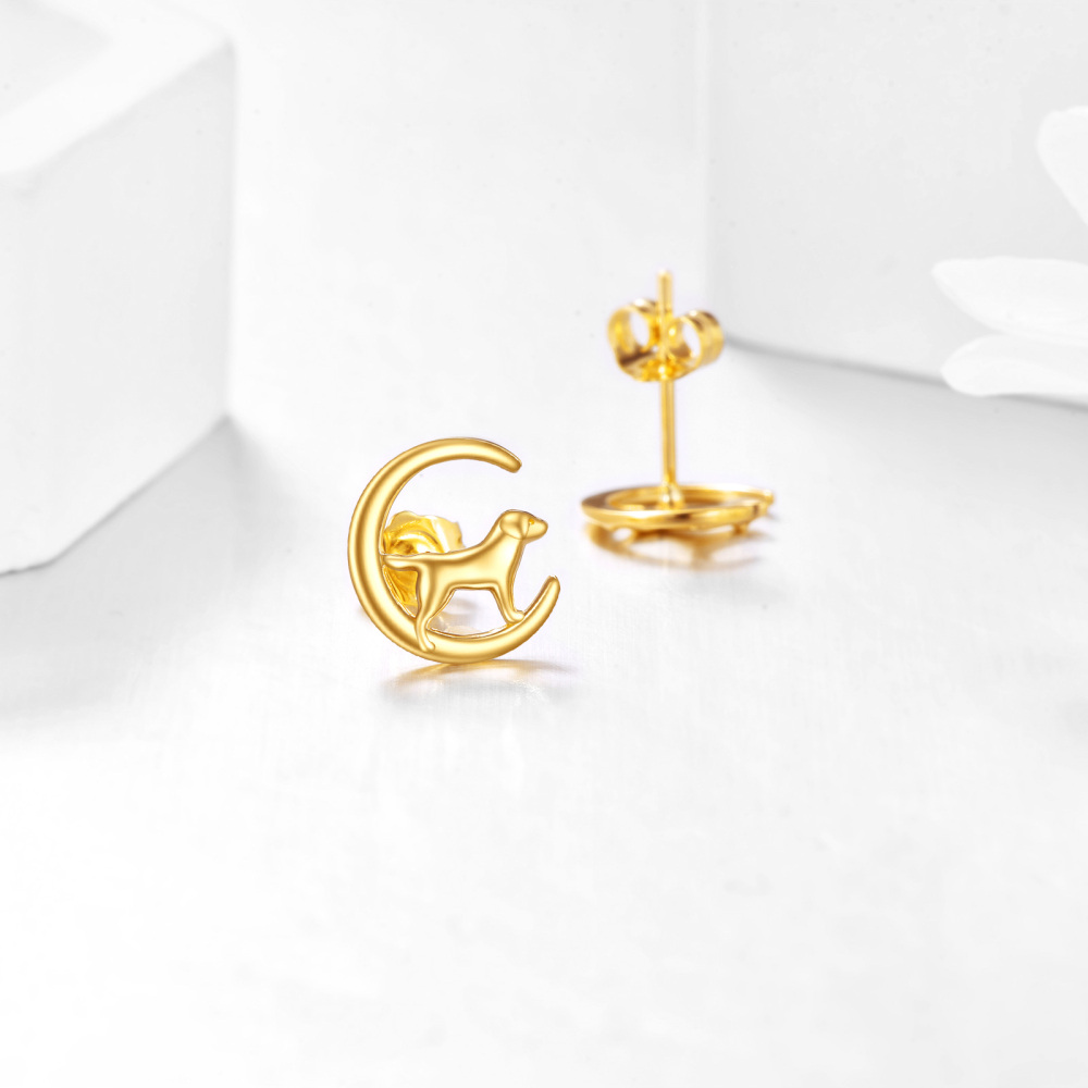 10K Gold Dog Stud Earrings-3