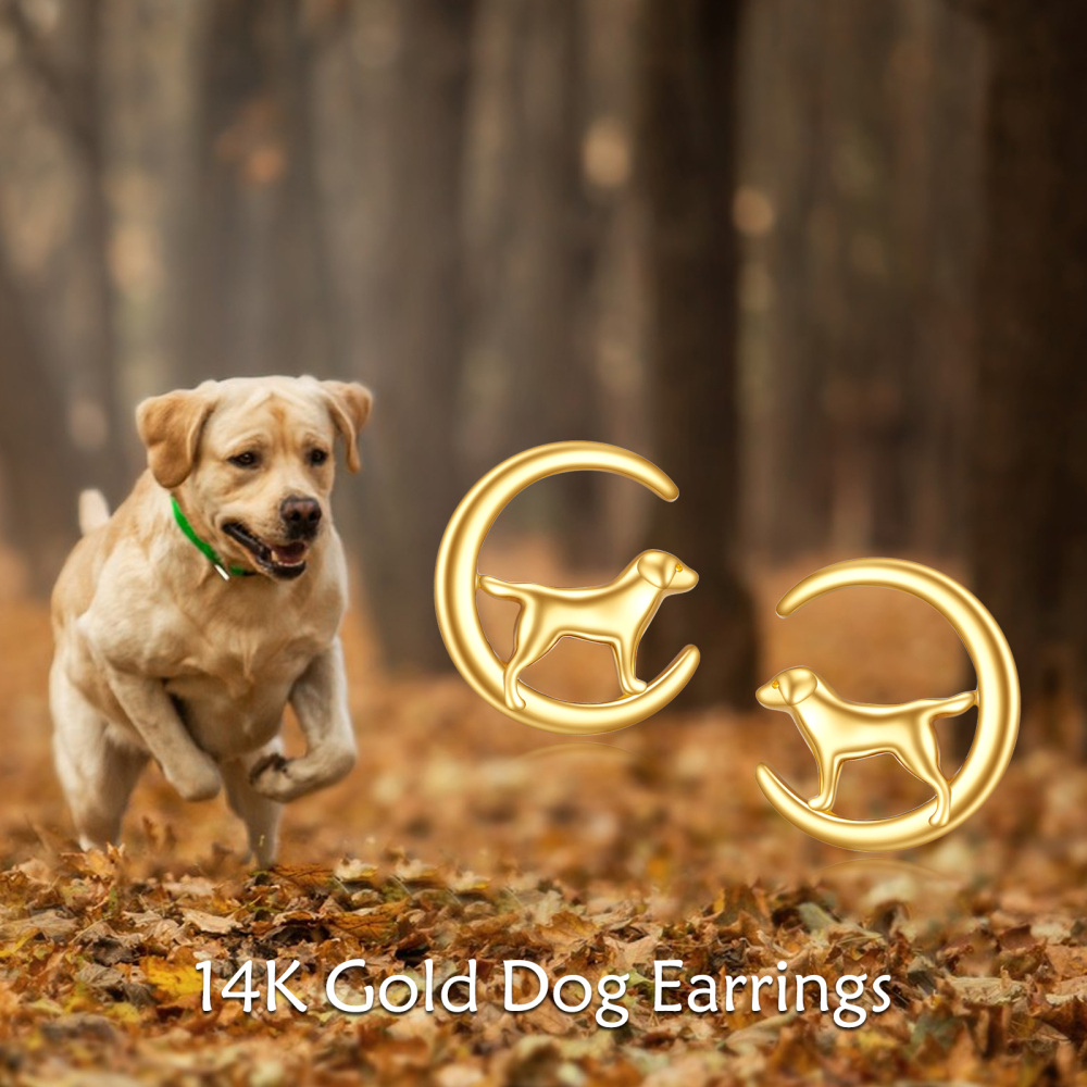 10K Gold Dog Stud Earrings-6