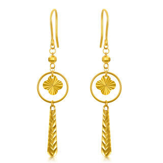 18K Gold Droping Flower Earrings-55