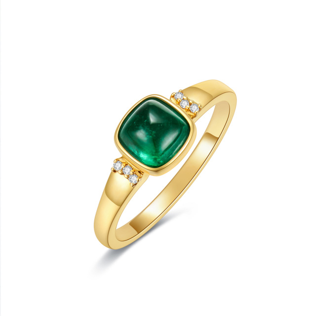 10K Gold Square Emerald Couple Engagement Ring For Women