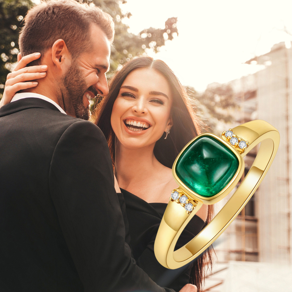 10K White Gold 1 to 5 CT Princess Cut Lab Created Emerald Ring-3