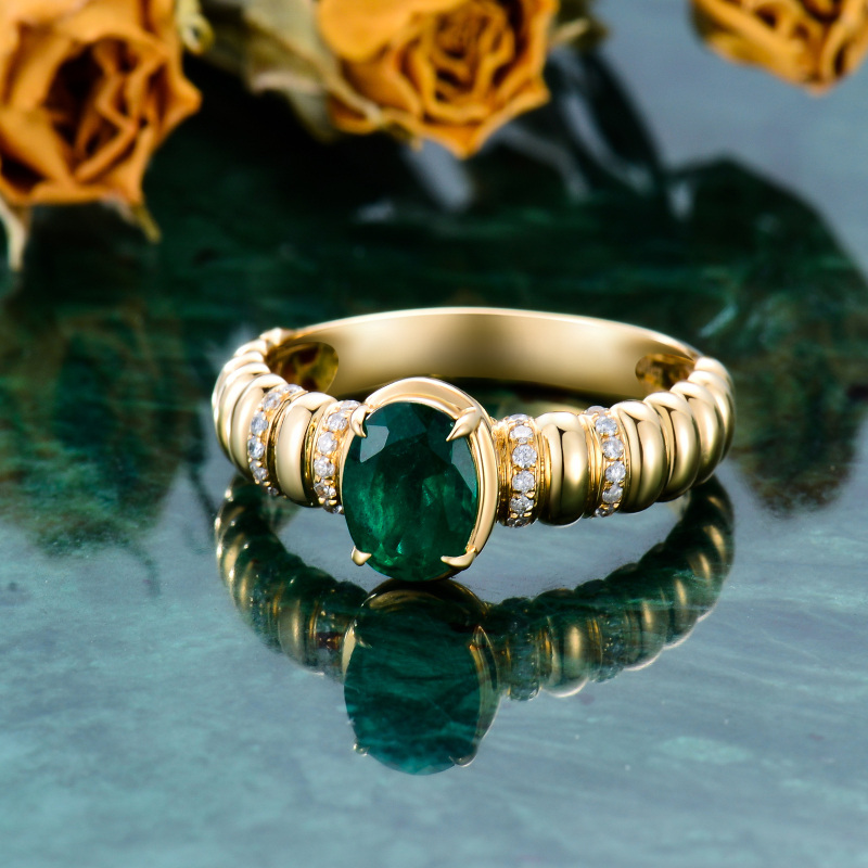 Platinum 1 to 5 CT Emerald Custom Ring-4