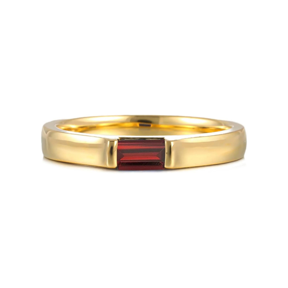 14K Gold Emerald Cut Custom Engagement Ring Gemstone Band Ring-1