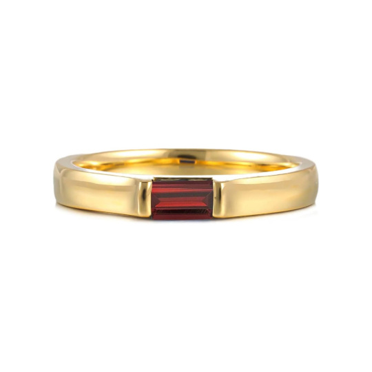 14K Gold Emerald Cut Custom Engagement Ring Gemstone Band Ring