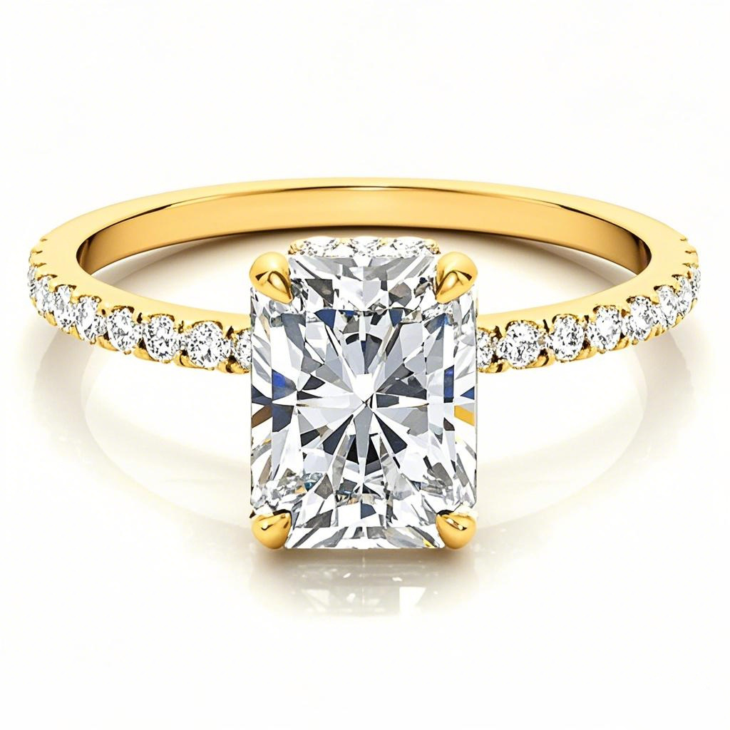 10 Karat Gold Smaragdschliff Moissanit Verlobungsring-1