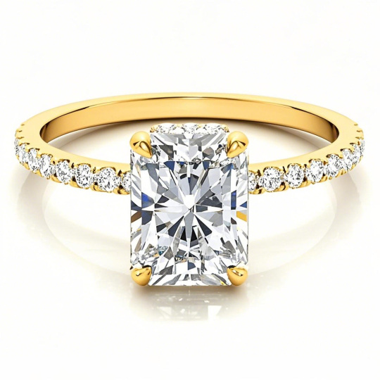 10K Gold Emerald Cut Moissanite Engagement Ring