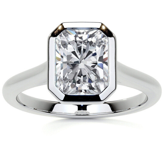 10K Gold Emerald Cut Solitaire Moissanite Engagement Ring