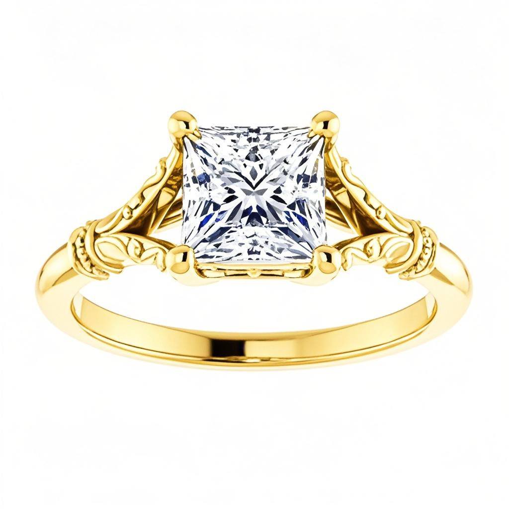Anillo de compromiso solitario de moissanita con corte esmeralda en oro de 10 quilates-1