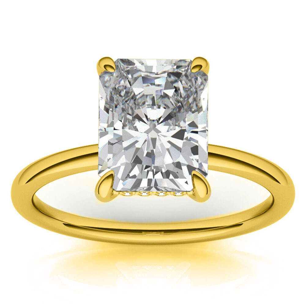 10K gouden smaragd geslepen solitaire moissanite verlovingsring-1
