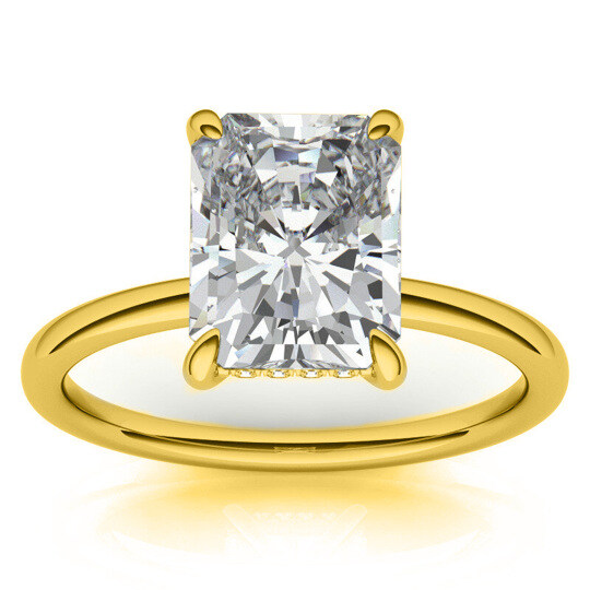10K Gold Emerald Cut Solitaire Moissanite Engagement Ring